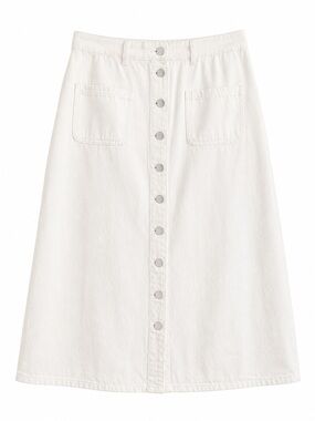 NWT Ivy City Co Emma Denim Skirt White Button Front Size 14